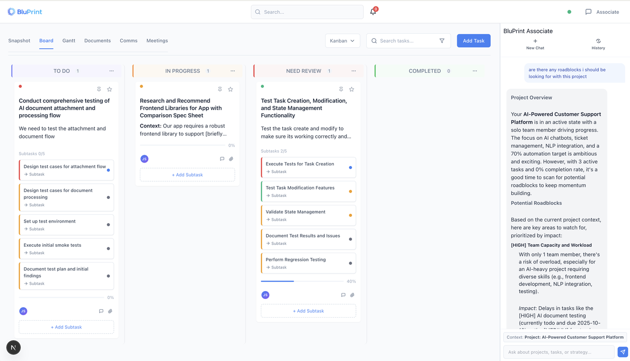BluPrint Dashboard Interface